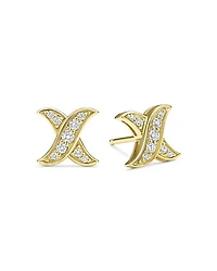 18K Yellow Gold Embrace Diamond X Stud Earrings