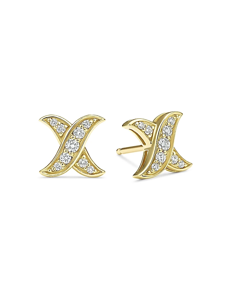 Lagos 18K Yellow Gold Embrace Diamond X Stud Earrings