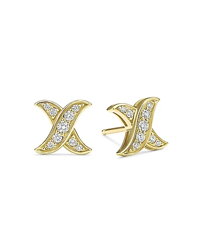 Lagos 18K Yellow Gold Embrace Diamond X Stud Earrings