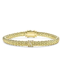 18K Yellow Gold Embrace Diamond X Caviar Bead Bracelet