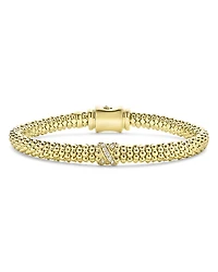 Lagos 18K Yellow Gold Embrace Diamond X Caviar Bead Bracelet