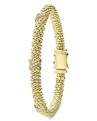 18K Yellow Gold Embrace Diamond  Triple X Caviar Bead Bracelet