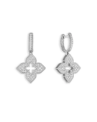 Roberto Coin 18K White Gold Venetian Princess Flower Dangle Hoop Earrings