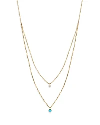 Zoe Chicco 14K Gold Diamond & Turquoise Layered Pendant Necklace, 14-18