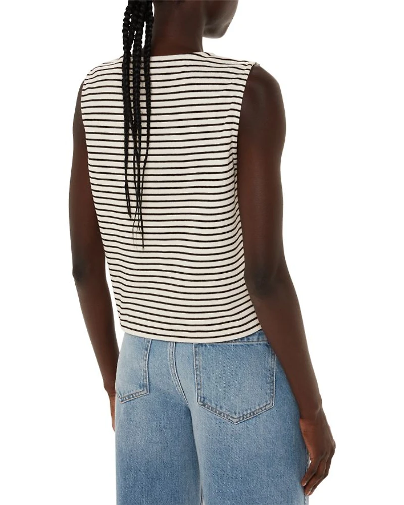 Ribbed Button Front Tank Top