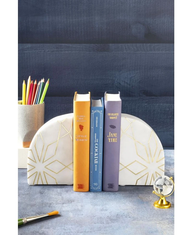 Enchant White Marble Bookends, Set of 2