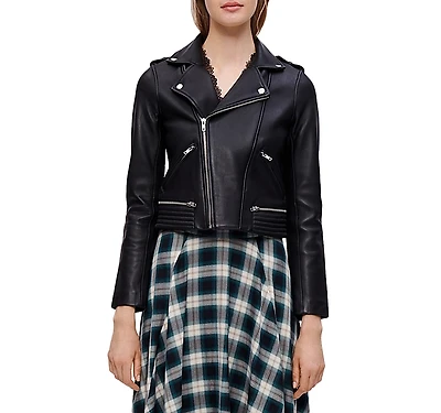 Maje Basaltm Leather Biker Jacket