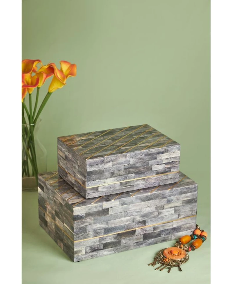 Monaco Gray Decorative Boxes, Set of 2