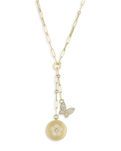 Roberto Coin 18K Yellow Gold Daisy Diamond Flower Disc & Butterfly Lariat Necklace