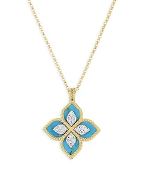 Roberto Coin 18K Yellow Gold Diamond & Turquoise Venetian Princess Pendant Necklace, 18