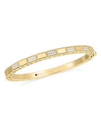 18K Yellow Gold Mosaic Diamond Bangle Bracelet, 0.4 tcw