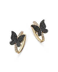 Bloomingdale's Fine Collection Black & White Diamond Butterfly Hoop Earrings