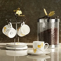 Butterfly Ginkgo Demitasse Cup & Saucer Set with Stand