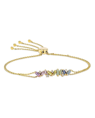 Suzanne Kalan 18K Yellow Gold Frenzy Patel Rainbow Sapphire & Diamond Bolo Bracelet