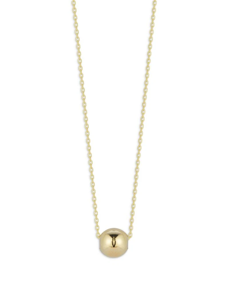 14K Yellow Gold Medium Polished Ball Pendant Necklace, 16"