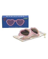 Frosted Pink Heart Purple Polarized Mirrored Lens Sunglasses