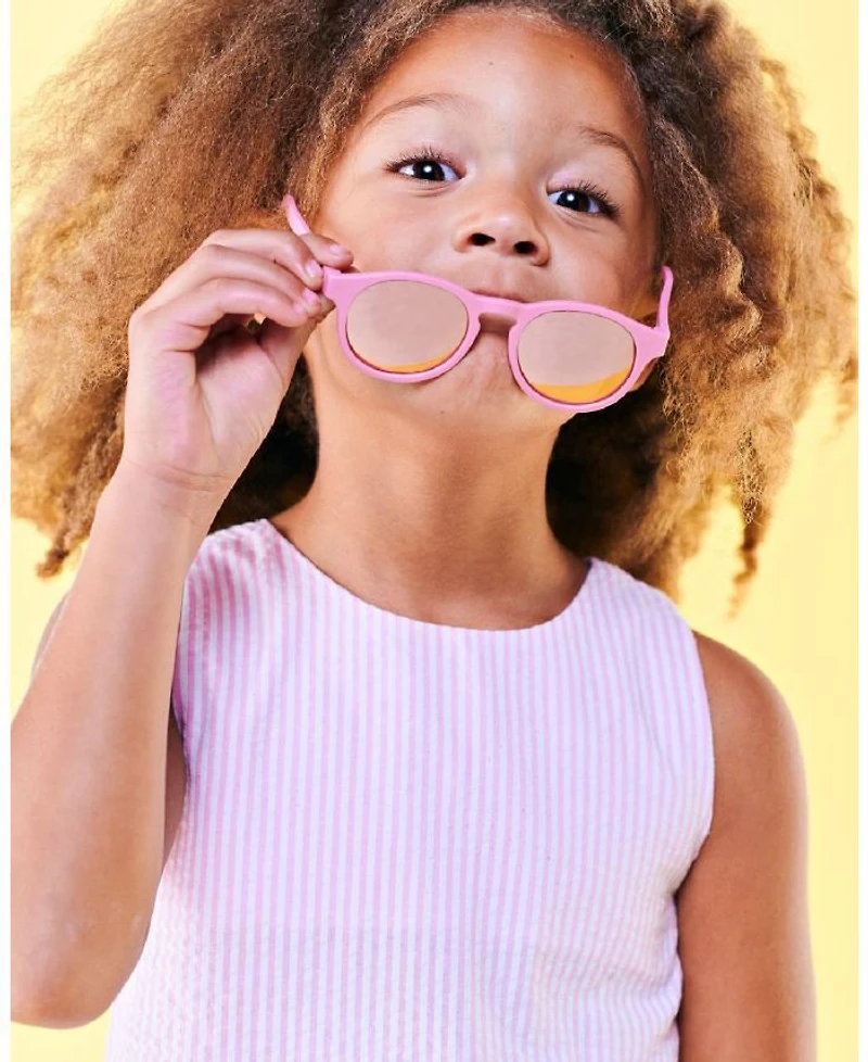 Pretty Pink Keyhole Polarized Mirrored Lens Sunglasses
