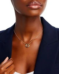 14K Yellow Gold Diamond Circle Pendant Necklace, 16"