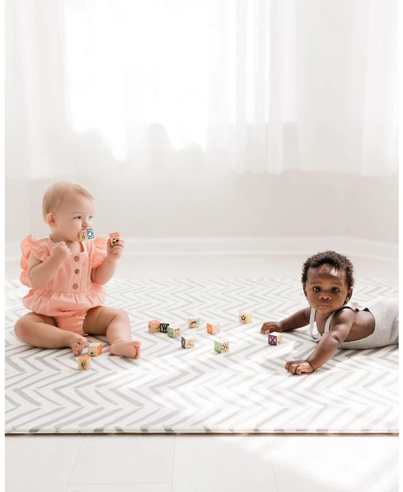 Reversible Baby PlayMat - Dash + Diamond Design - Soft, Non-Toxic Foam - Waterproof, Easy to Clean
