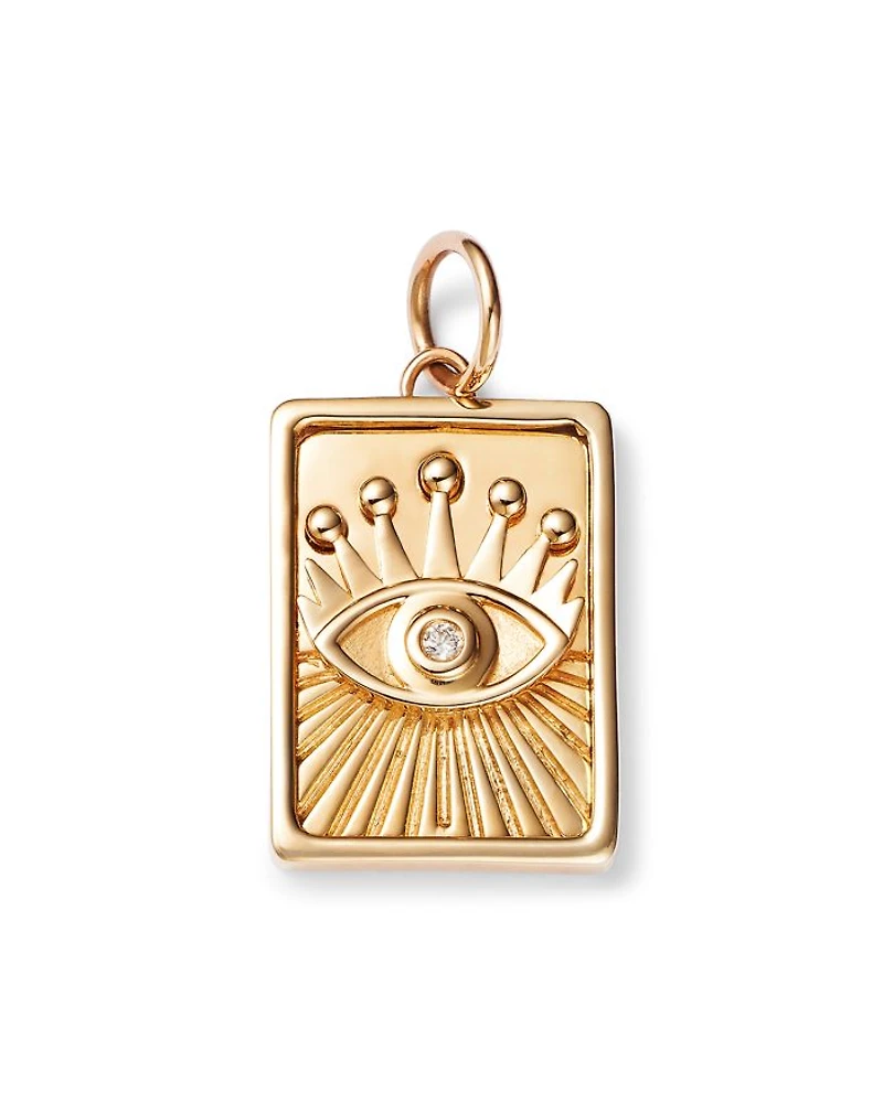 Charm Collection 14K Yellow Gold Diamond Evil Eye Charm