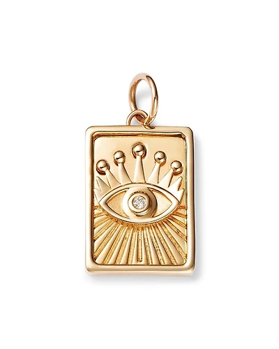 Charm Collection 14K Yellow Gold Diamond Evil Eye Charm