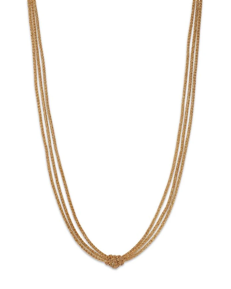 14K Yellow Gold Multi Layer Mesh Knotted Collar Necklace, 18"