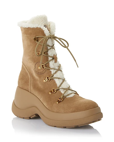 Moncler Women's Resile Trek Faux Fur Trim Lace Up Boots