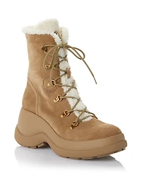 Moncler Women's Resile Trek Faux Fur Trim Lace Up Boots