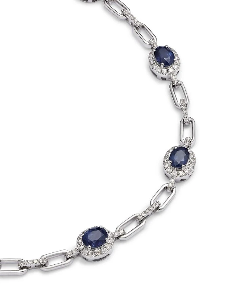 Precious Stone and Diamond Halo Link Bracelet Collection
