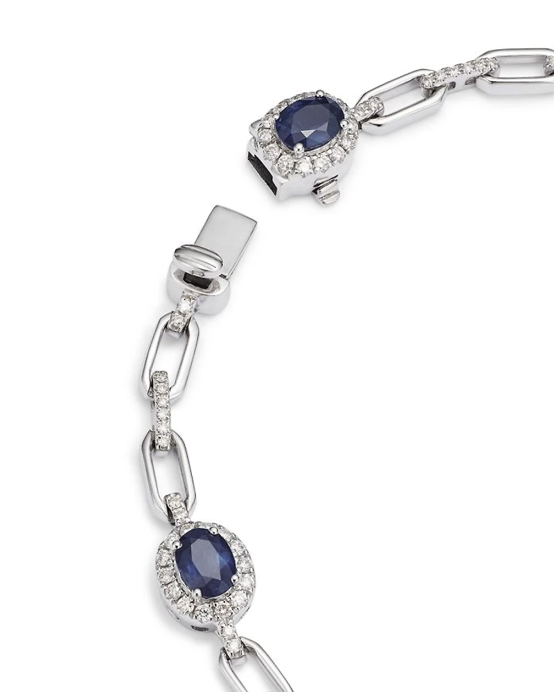 Precious Stone and Diamond Halo Link Bracelet Collection