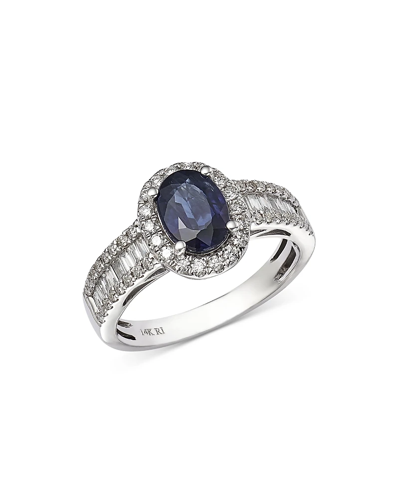 Bloomingdale's Fine Collection Blue Sapphire & Diamond -Halo Ring