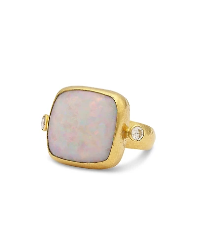 Gurhan 24K Yellow Gold Rune Australian Opal & Diamond Statement Ring