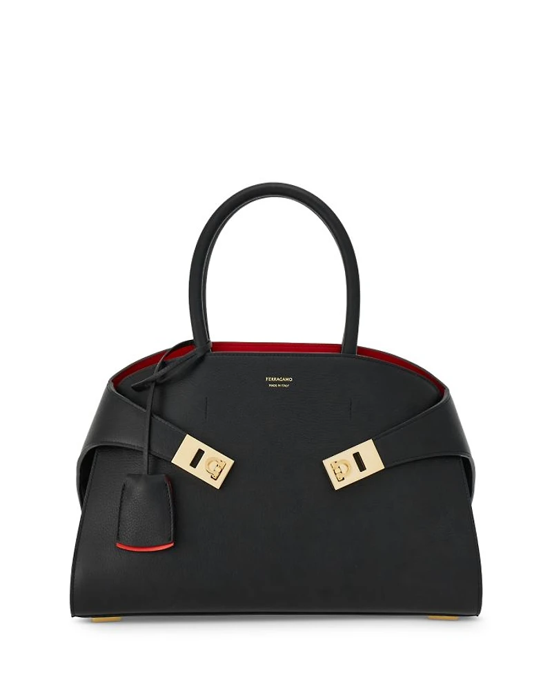 Small Hug Leather Top Handle Bag