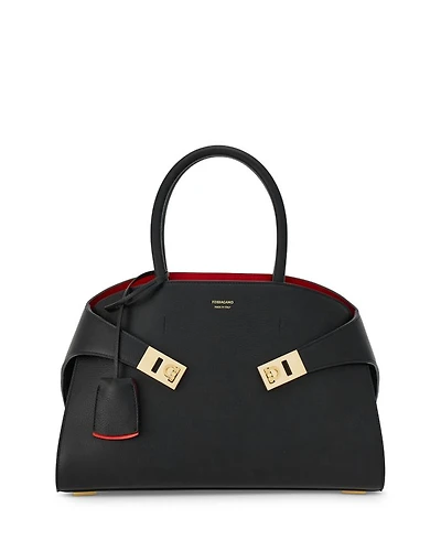 Small Hug Leather Top Handle Bag