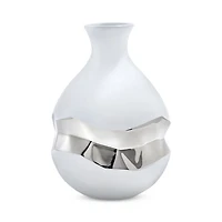 Oro Bud Vase White and Silver