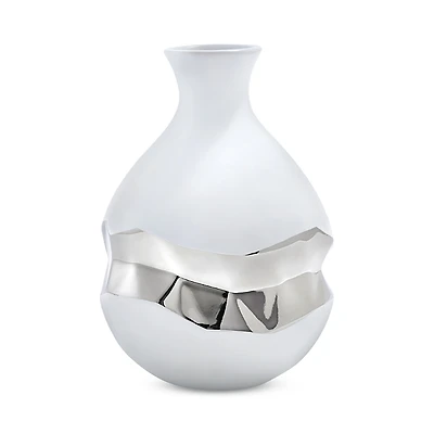 Talianna Oro Bud Vase White and Silver