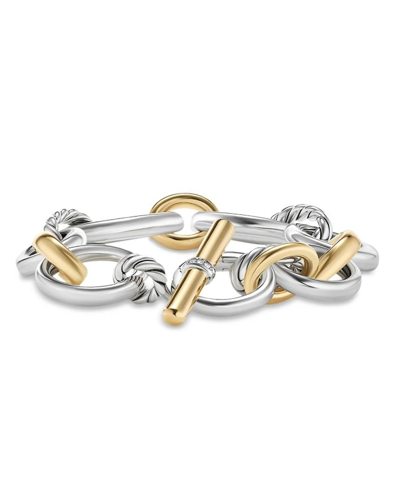 18K Yellow Gold & Sterling Silver DY Mercer Diamond Link Bracelet