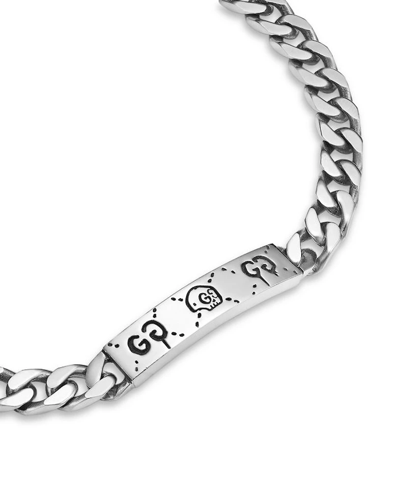 Sterling Silver Ghost Bar Plate Link Bracelet