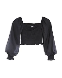 KatieJnyc Girls' Chloe Sheer Sleeve Top - Big Kid