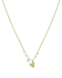14K Yellow & White Gold Diamond Heart Pendant Necklace, 16"-18"