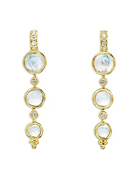 Temple St. Clair 18K Yellow Gold Blue Moonstone & Diamond Triple Lunar Drop Earrings