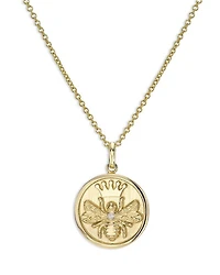 14K Yellow Gold Diamond Queen Bee Medallion Pendant