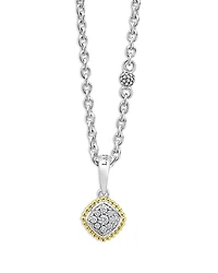 18K Yellow Gold & Sterling Silver Rittenhouse Diamond Cluster Pendant Necklace, 16-18"