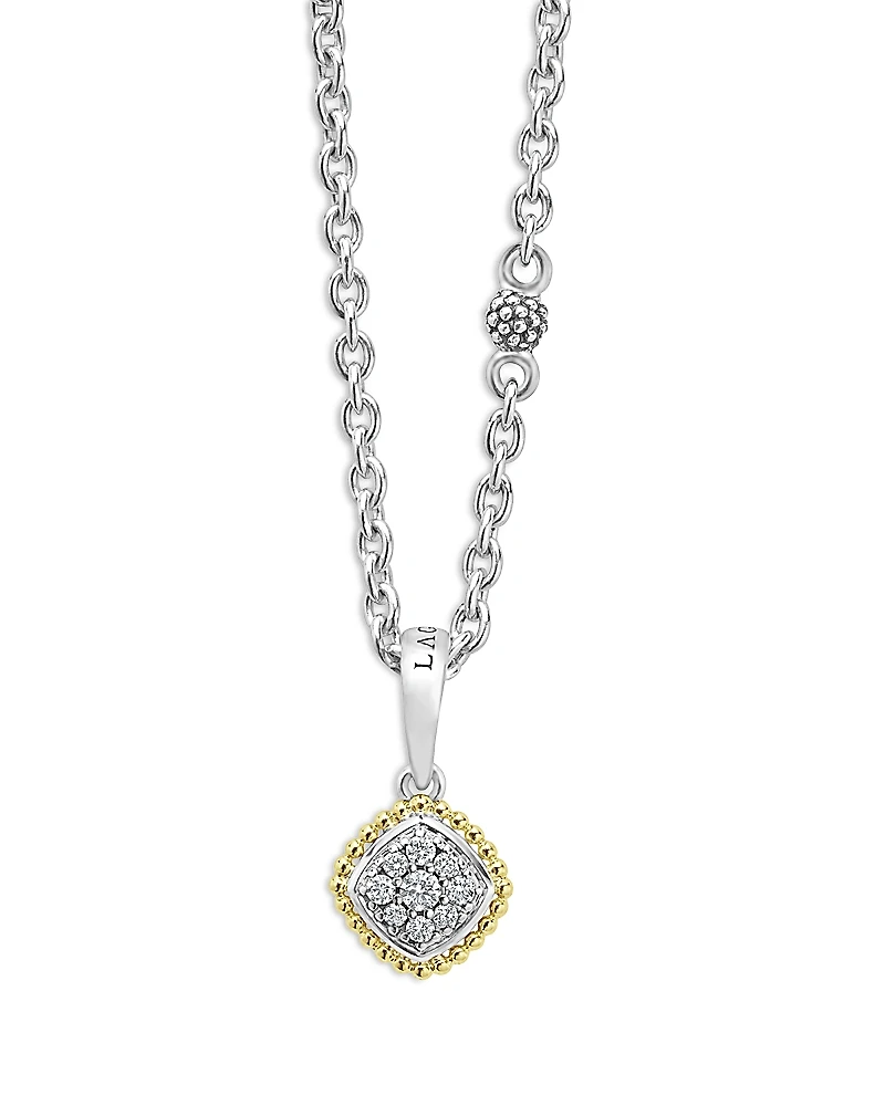 Lagos 18K Yellow Gold & Sterling Silver Rittenhouse Diamond Cluster Pendant Necklace, 16-18