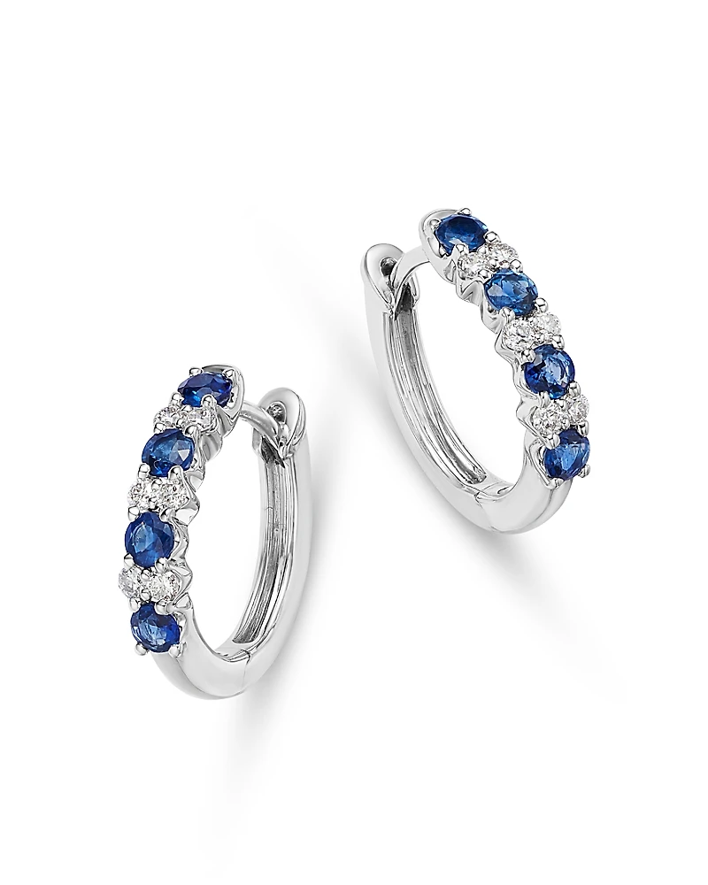 Bloomingdale's Fine Collection Blue Sapphire & Diamond Huggie Hoop Earrings
