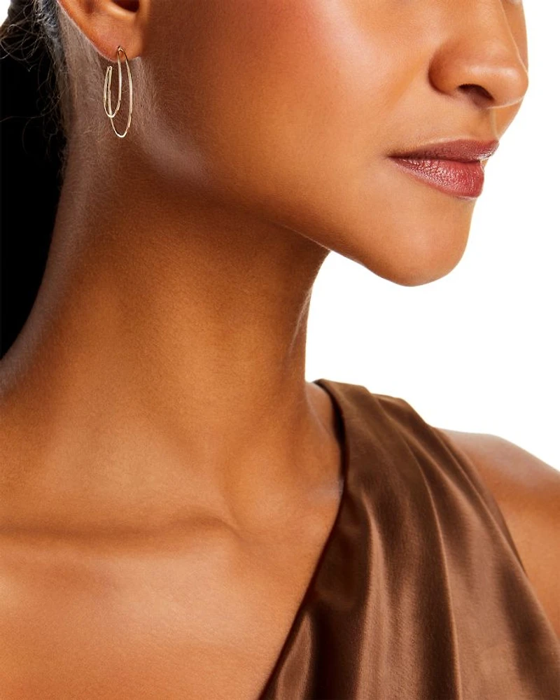 14K Yellow Gold Double Wire Hoop Earrings