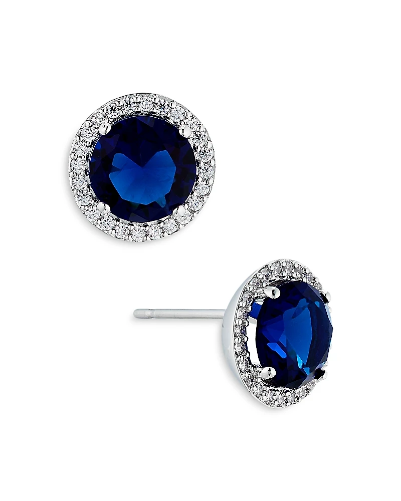 Nadri Round Halo Stud Earrings