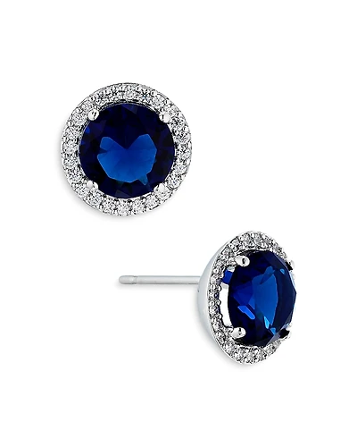 Nadri Round Halo Stud Earrings