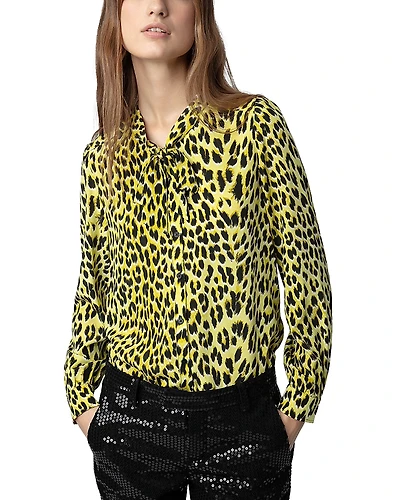 Zadig & Voltaire Taos Animal Print Silk Top
