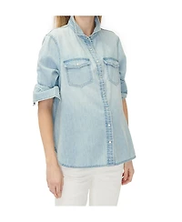 Hatch Collection Denim Maternity Nursing Friendly Shirt